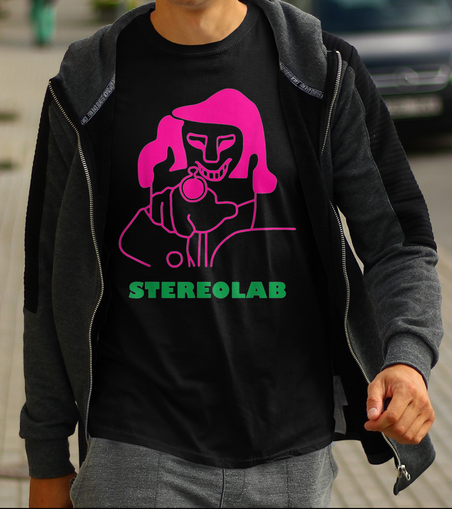 Stereolab Pink Abstract Figure Holding Stopwatch T-Shirt