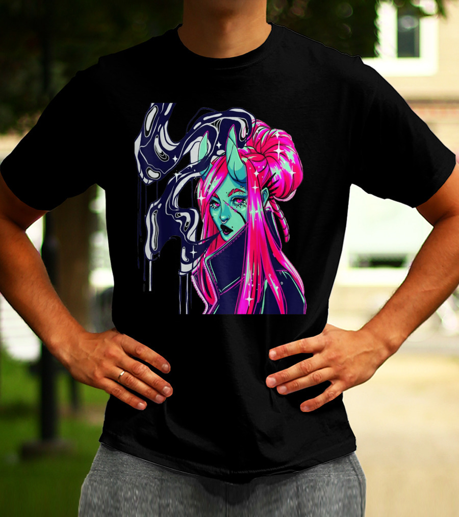 Angel Demon Neon Fantasy Comic T-Shirt