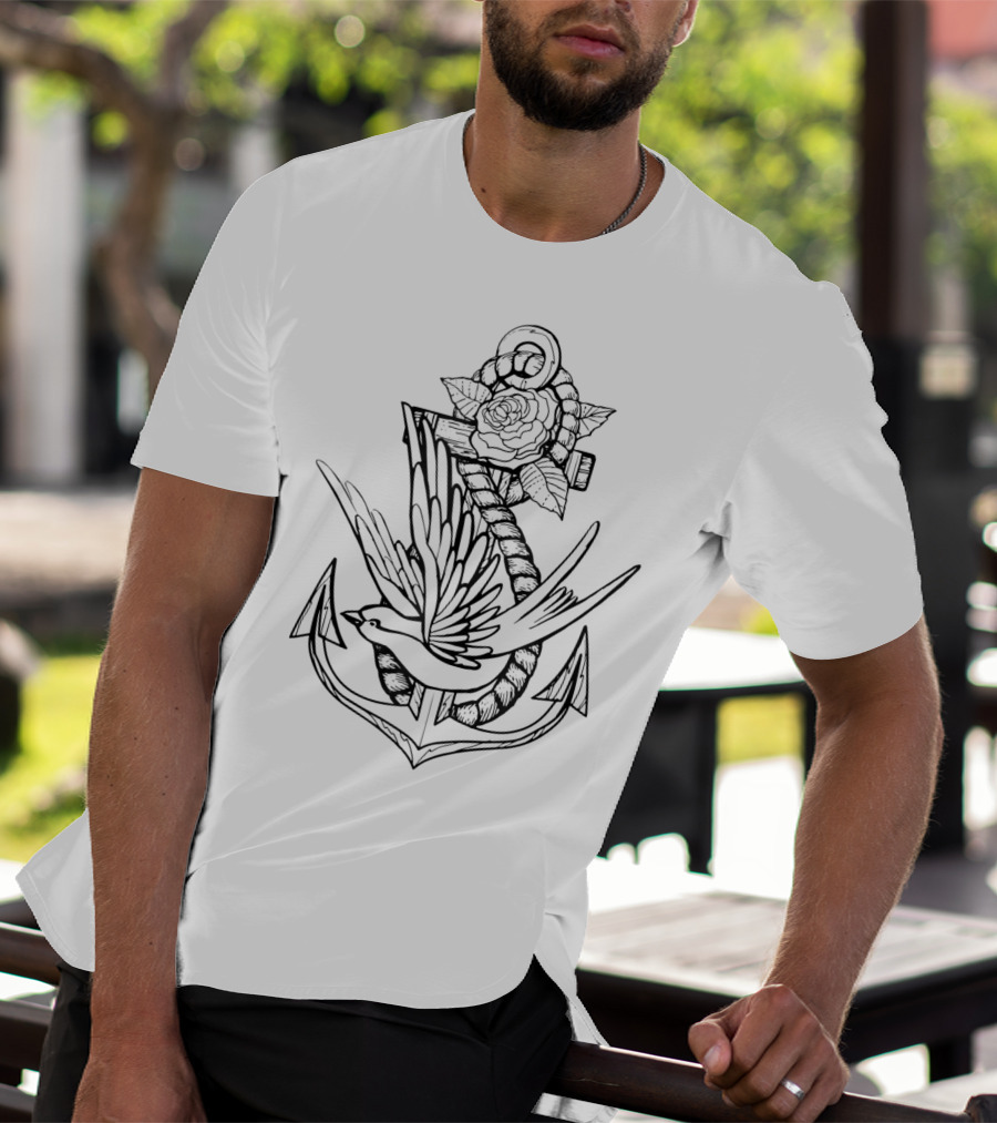 Tattoo Style Anchor Swallow Infinity T-Shirt