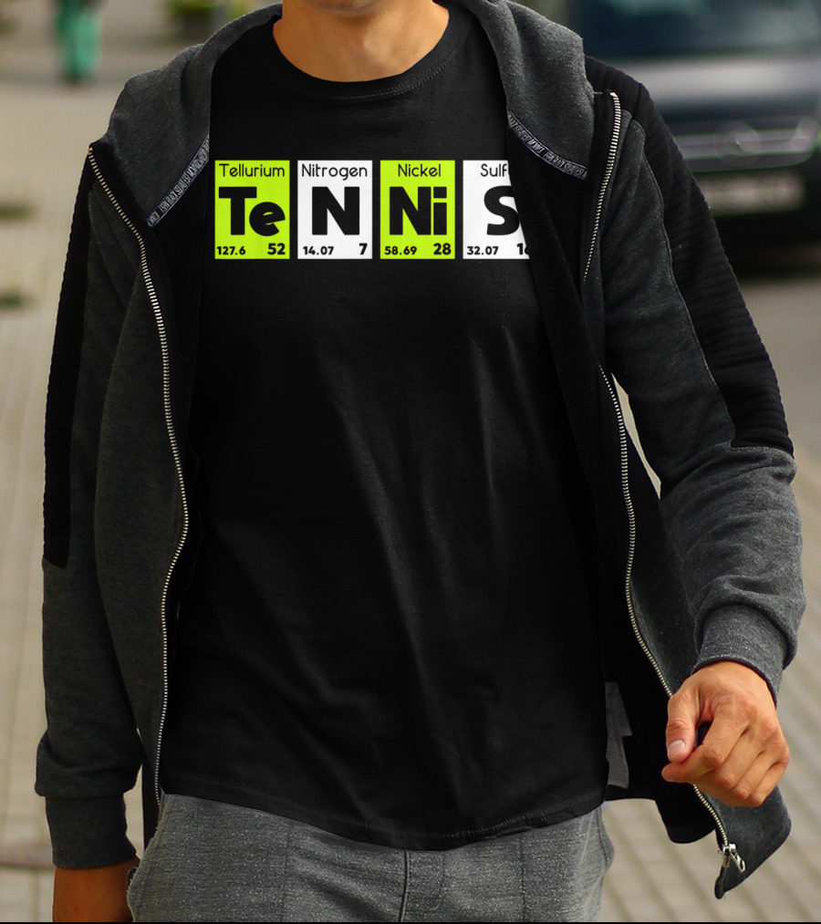 TeN Ni S Tellurium Nitrogen Nickel Sulfur Periodic Table Elements Tennis Sport T-Shirt