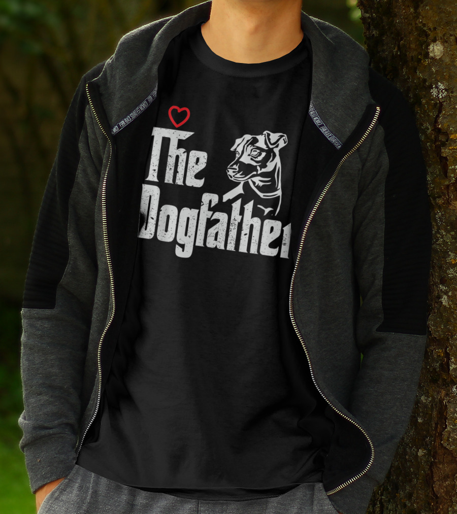 The Dogfather Jack Russell Dog Dad Father With Heart T-Shirt