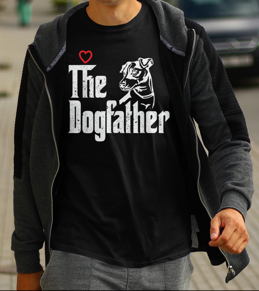 The Dogfather Jack Russell Dog Dad Father With Heart T-Shirt