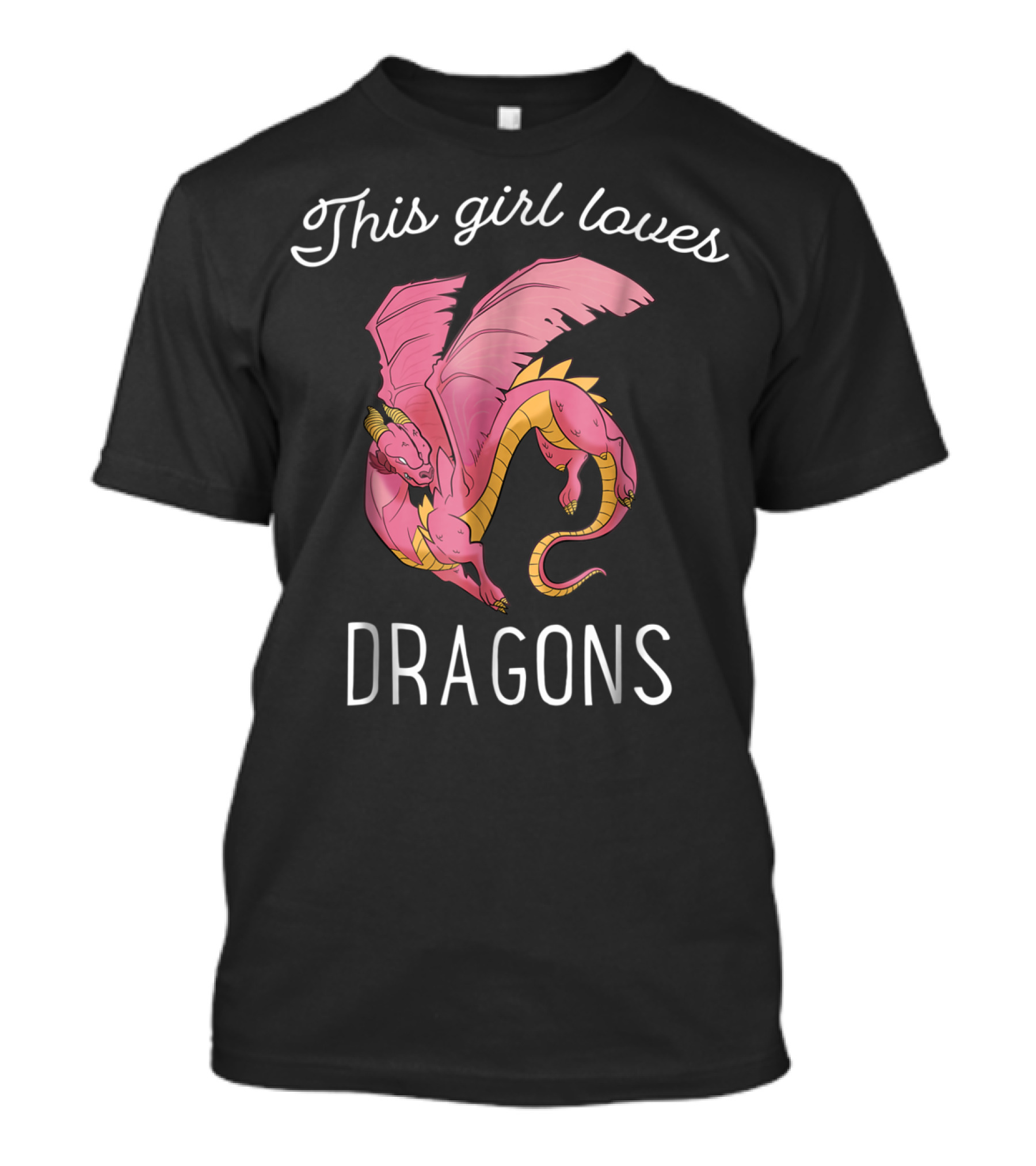 This Girl Loves Dragons Cute Pink Flying Dragon T-Shirt