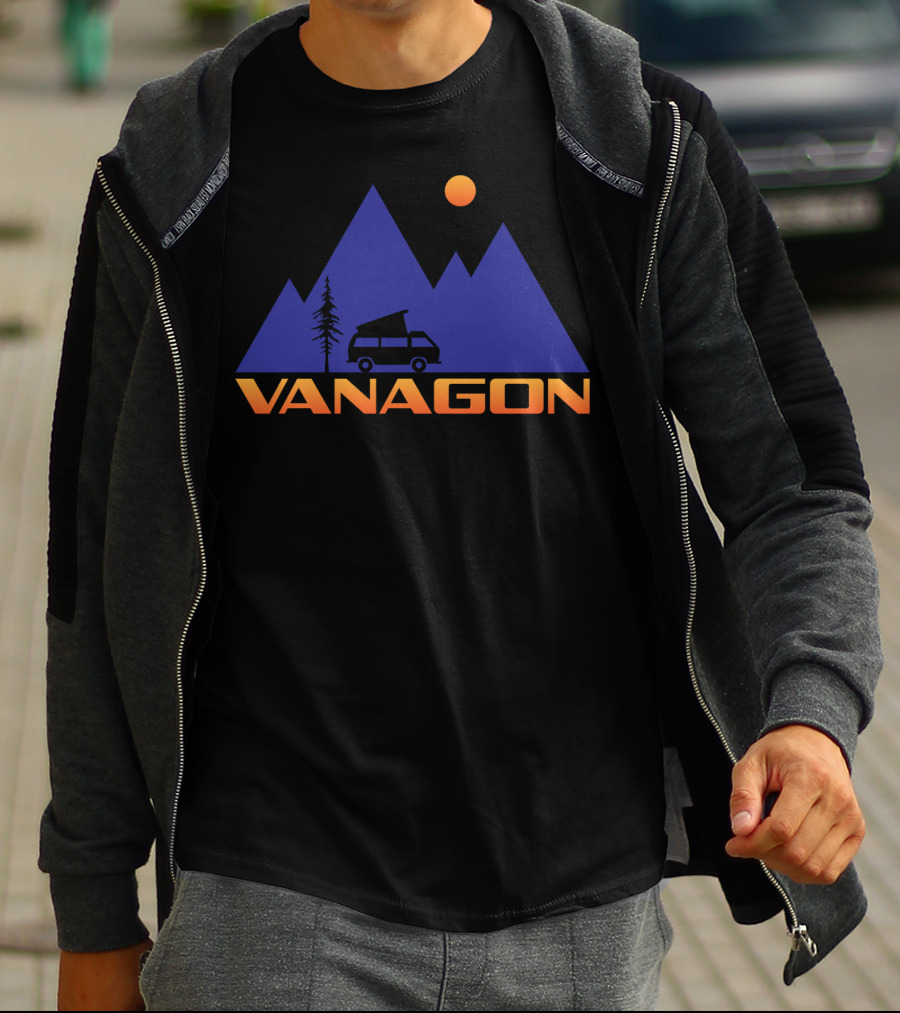 Vanagon Camper Van Mountain Sunset Scene T-Shirt