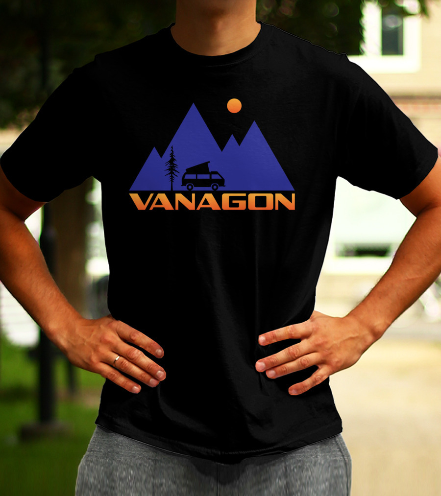 Vanagon Camper Van Mountain Sunset Scene T-Shirt