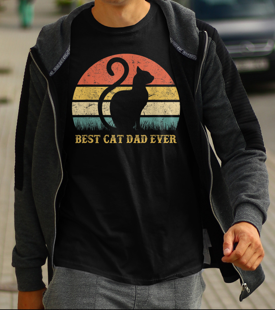 Best Cat Dad Ever Vintage Cat Daddy Father T-Shirt