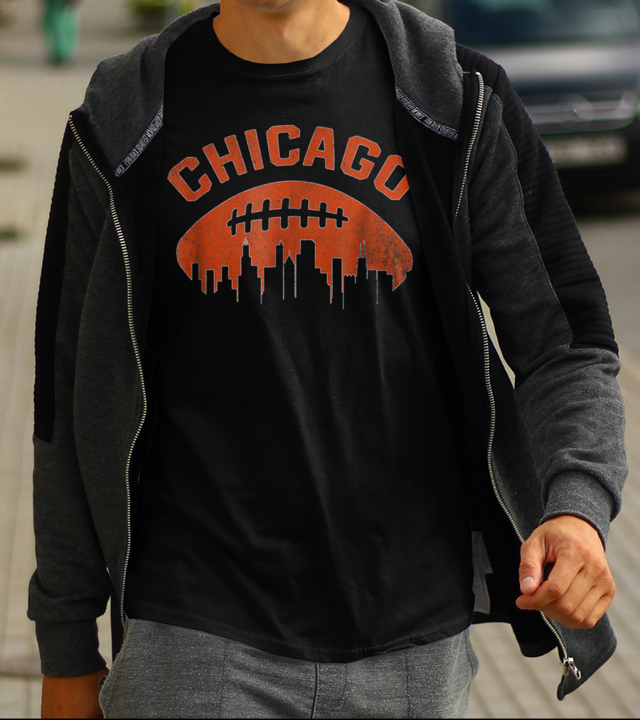 Chicago Skyline Grunge Football Vintage T-Shirt