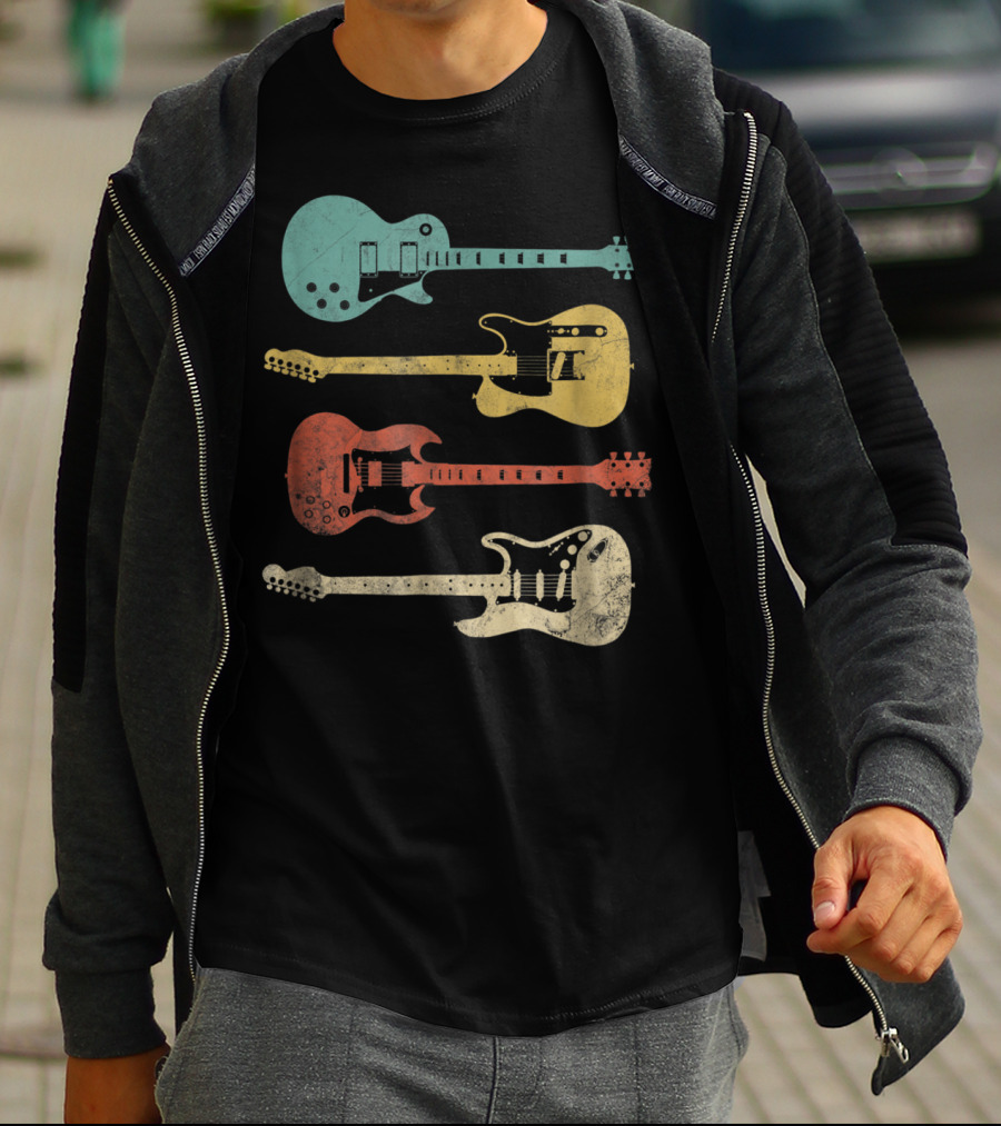 Vintage Classic Colorful Electric Guitars Collection T-Shirt