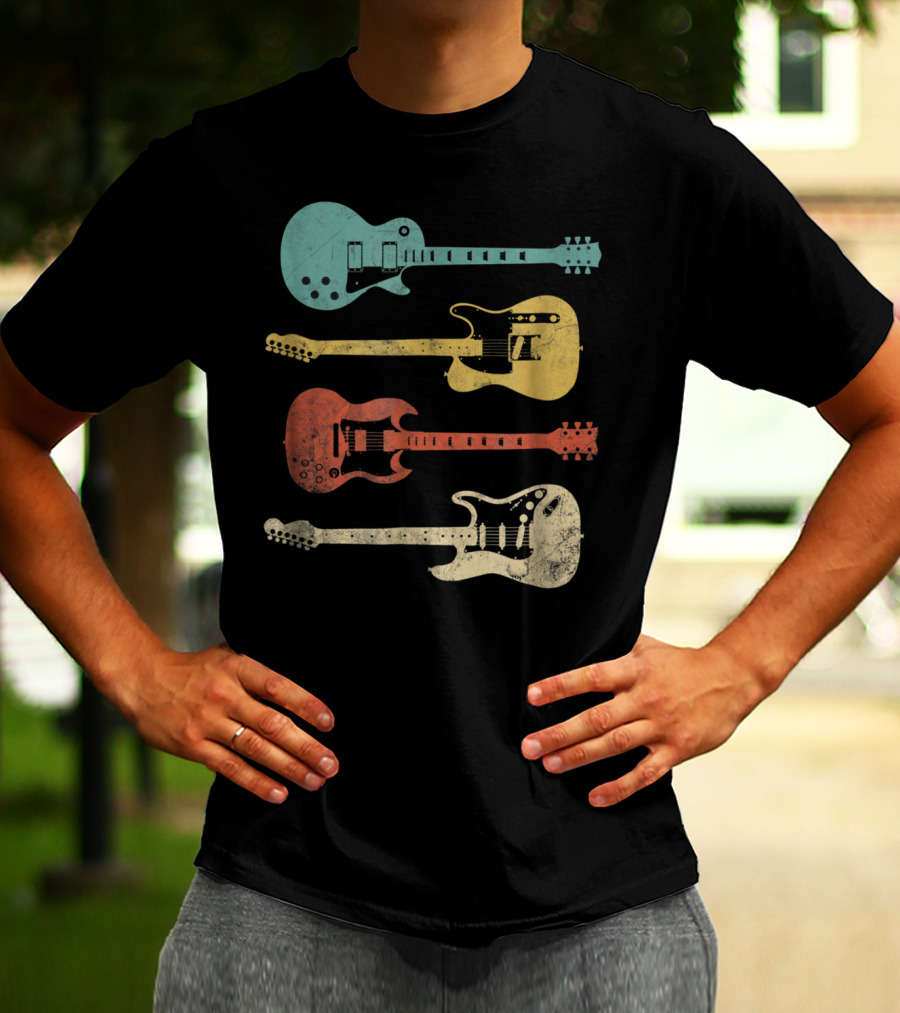 Vintage Classic Colorful Electric Guitars Collection T-Shirt