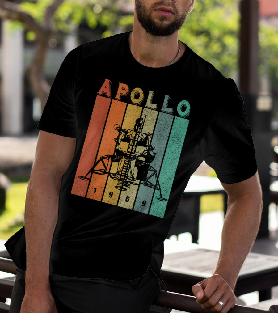 Apollo 1969 Lunar Module Vintage Retro Stripes T-Shirt