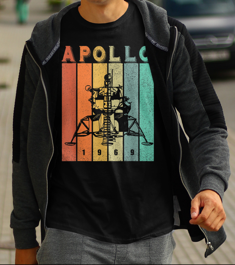 Apollo 1969 Lunar Module Vintage Retro Stripes T-Shirt