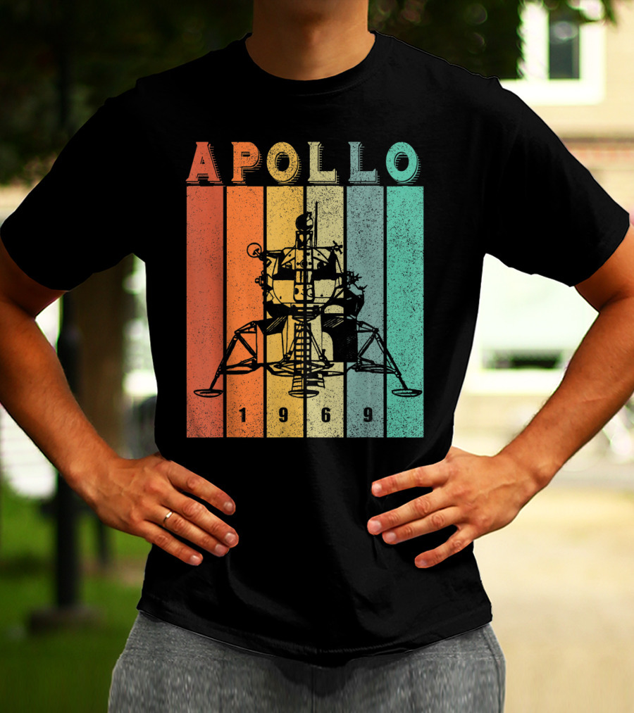 Apollo 1969 Lunar Module Vintage Retro Stripes T-Shirt
