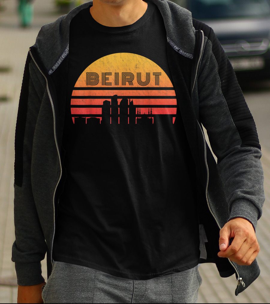 Vintage Beirut Lebanon Skyline Sunset T-Shirt