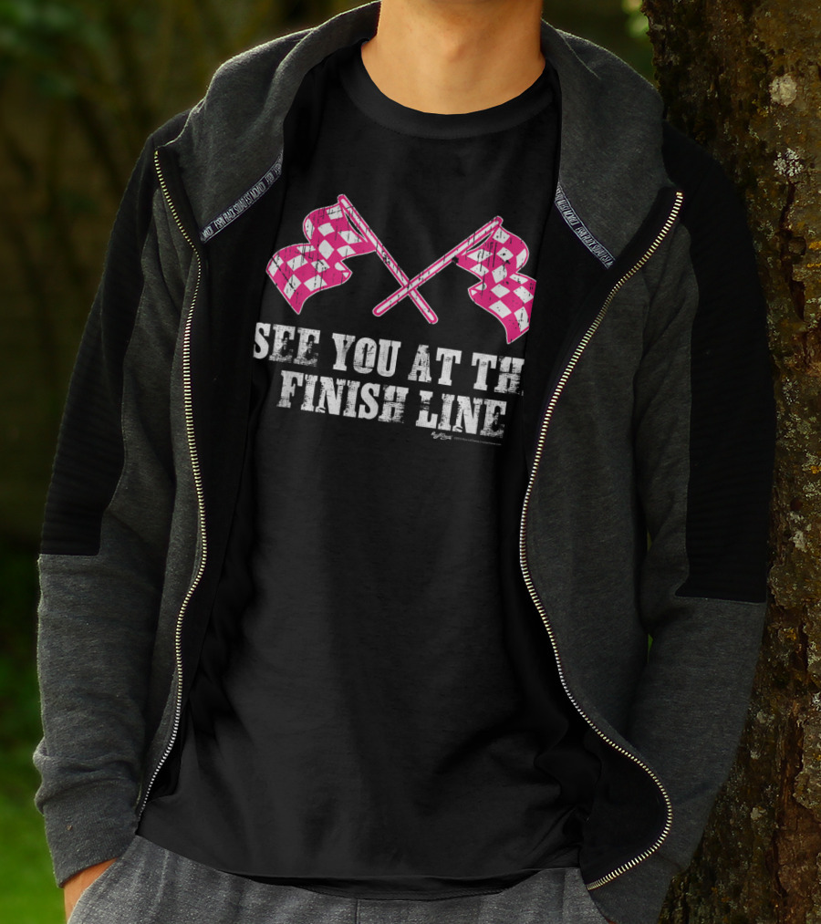Vintage See You At The Finish Line Pink Checkered Flags T-Shirt