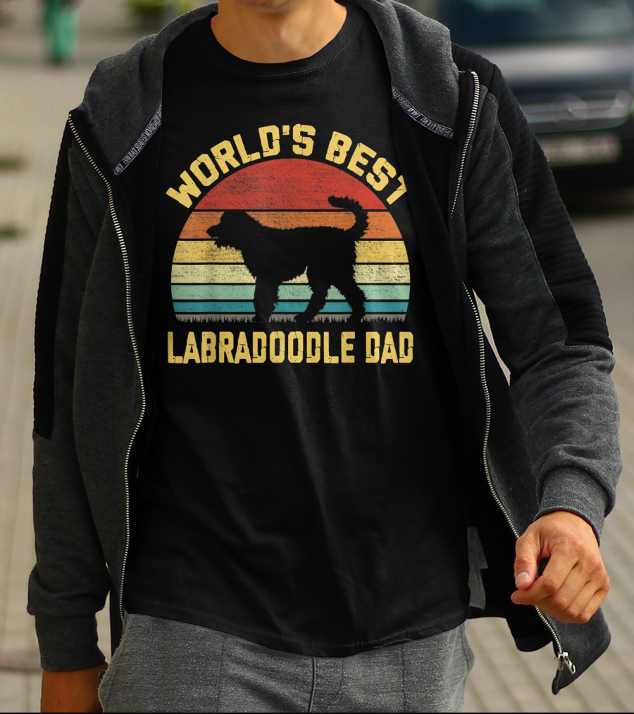 World's Best Labradoodle Dad Vintage Sunset Retro T-Shirt