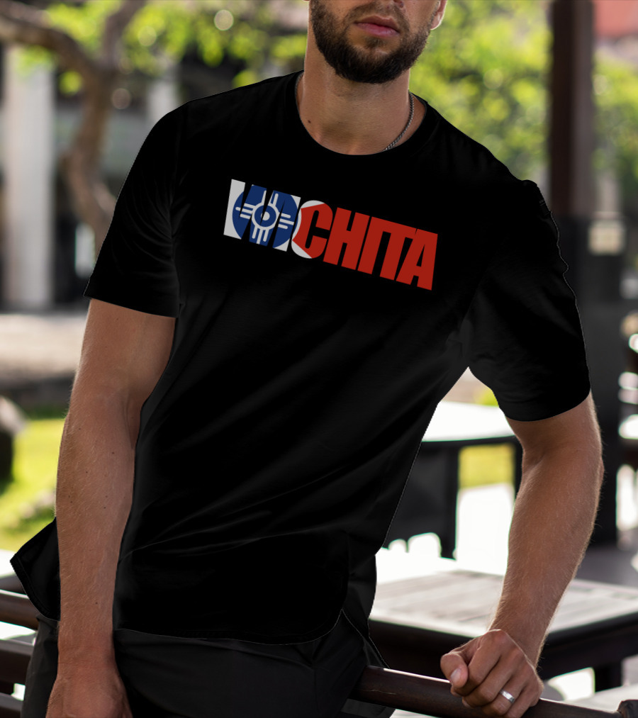 Wichita Kansas Flag Typography T-Shirt