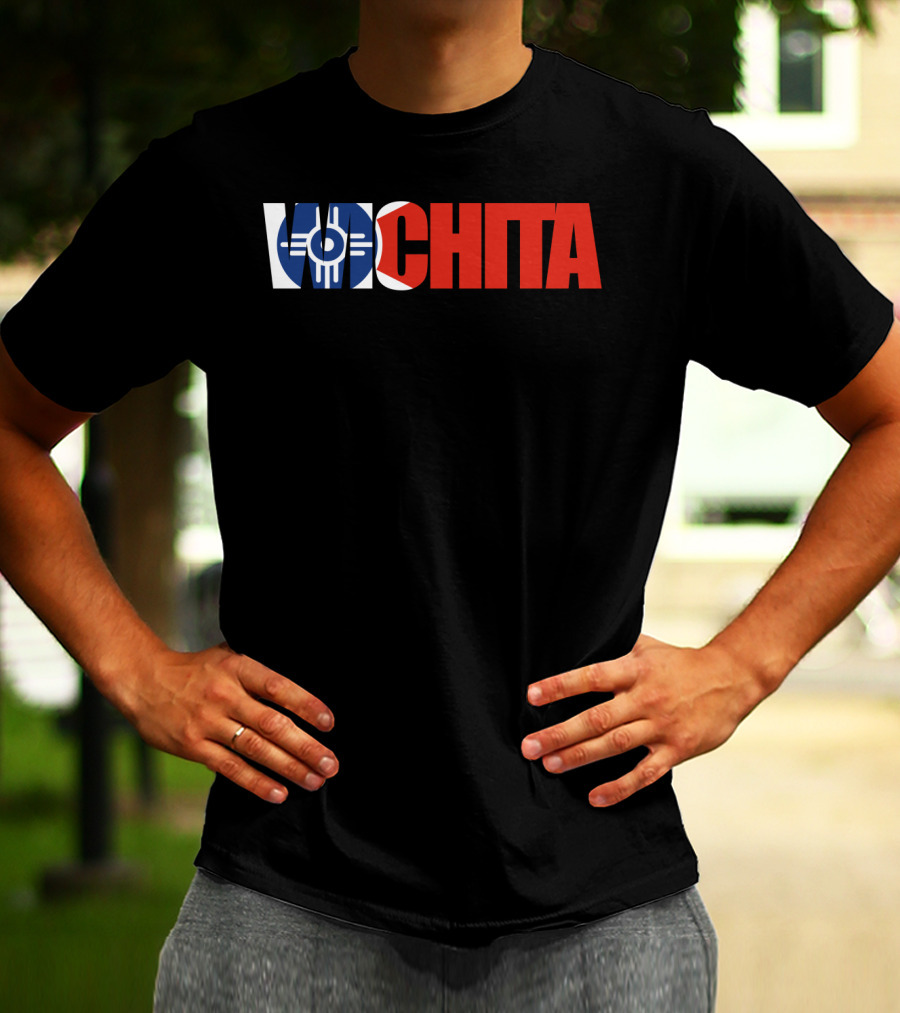 Wichita Kansas Flag Typography T-Shirt