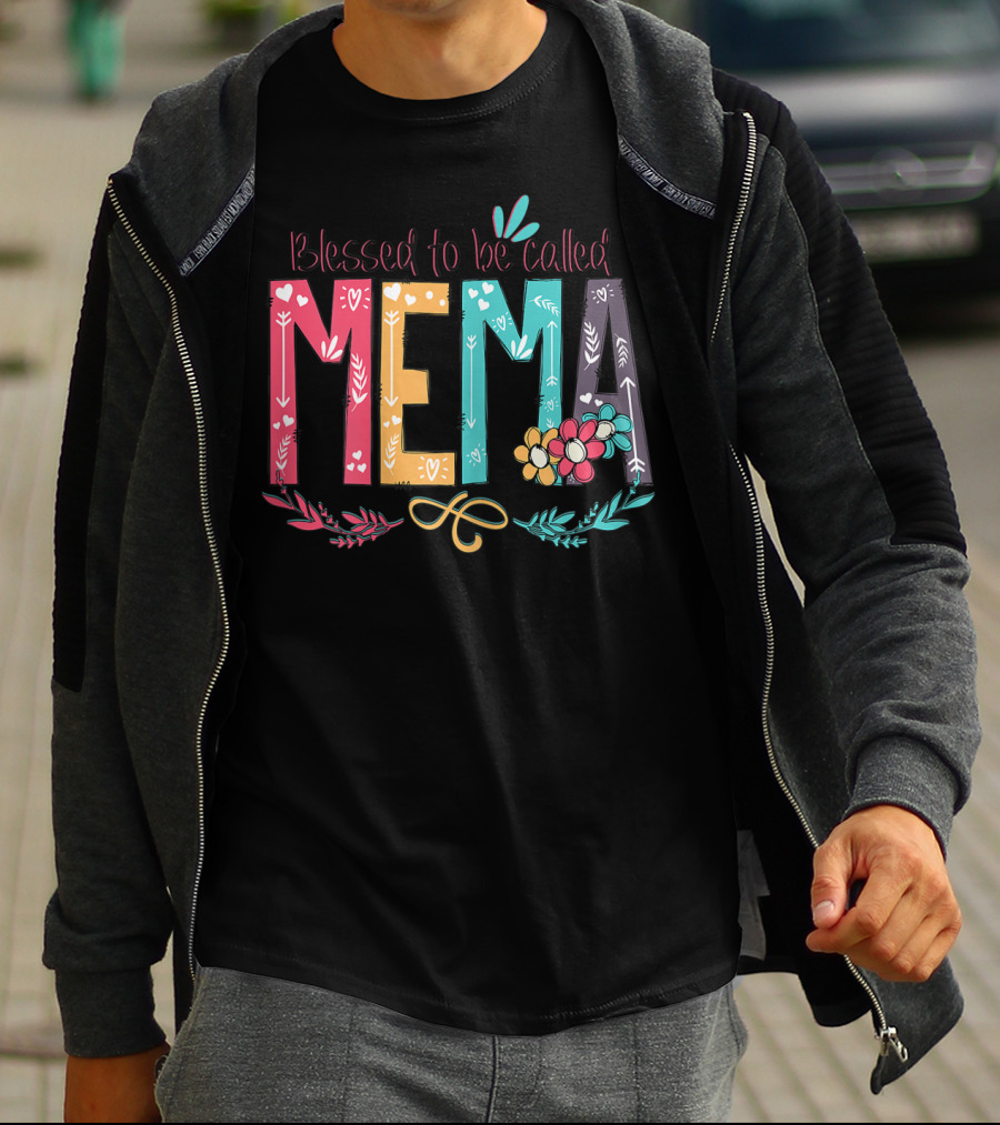 Blessed To Be Called MeMa Floral Colorful T-Shirt