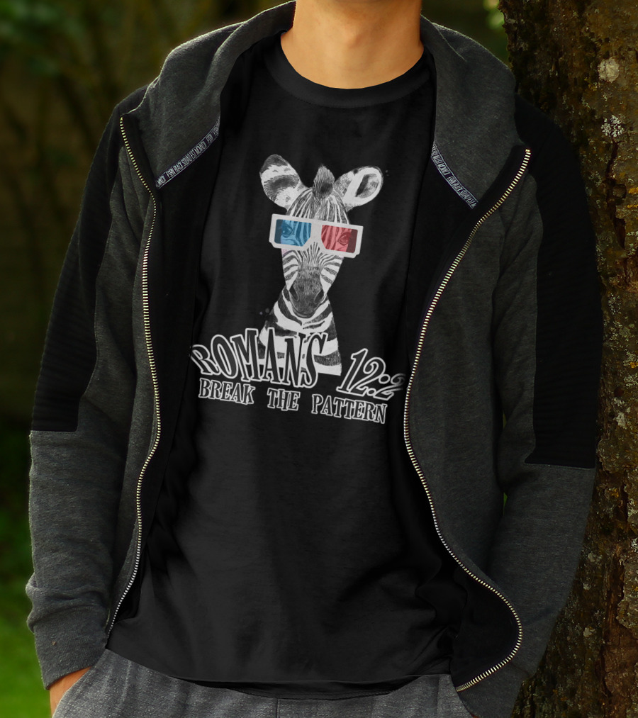 Zebra Romans 12:2 Break The Pattern Fun Funny Quirky Christian T-Shirt