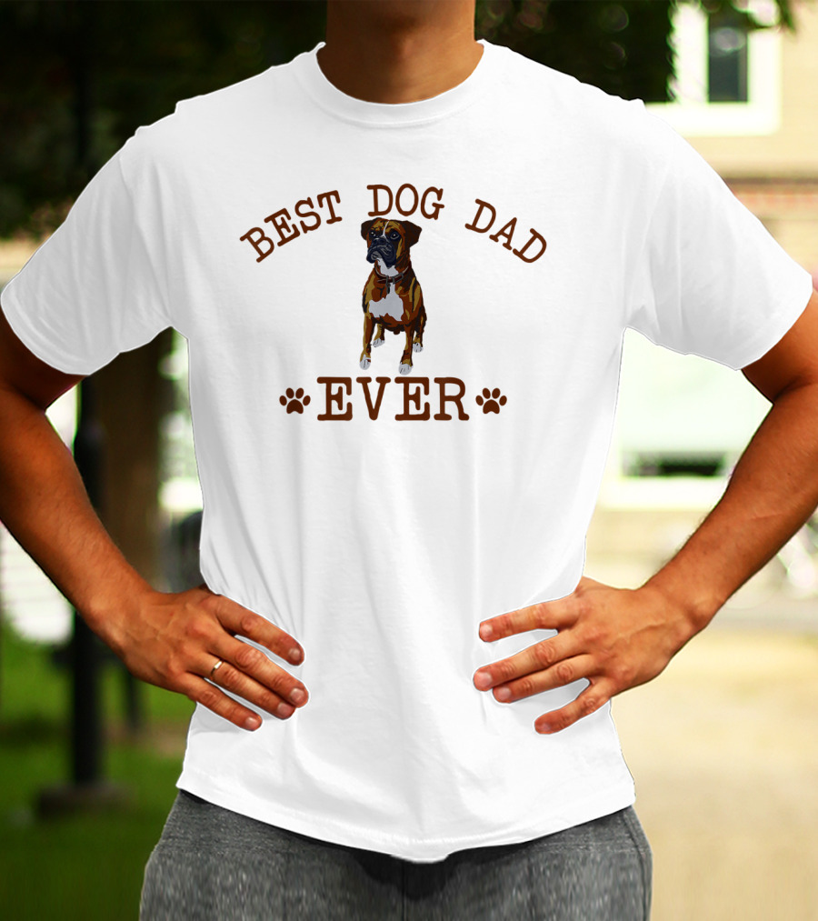 Best Boxer Dog Dad Ever Father's Day Paw Prints T-Shirt