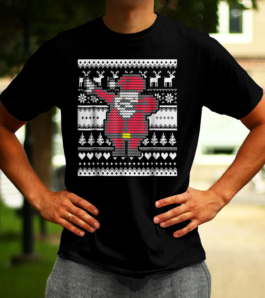 Dabbing Santa Claus Ugly Christmas Sweater Pattern T-Shirt