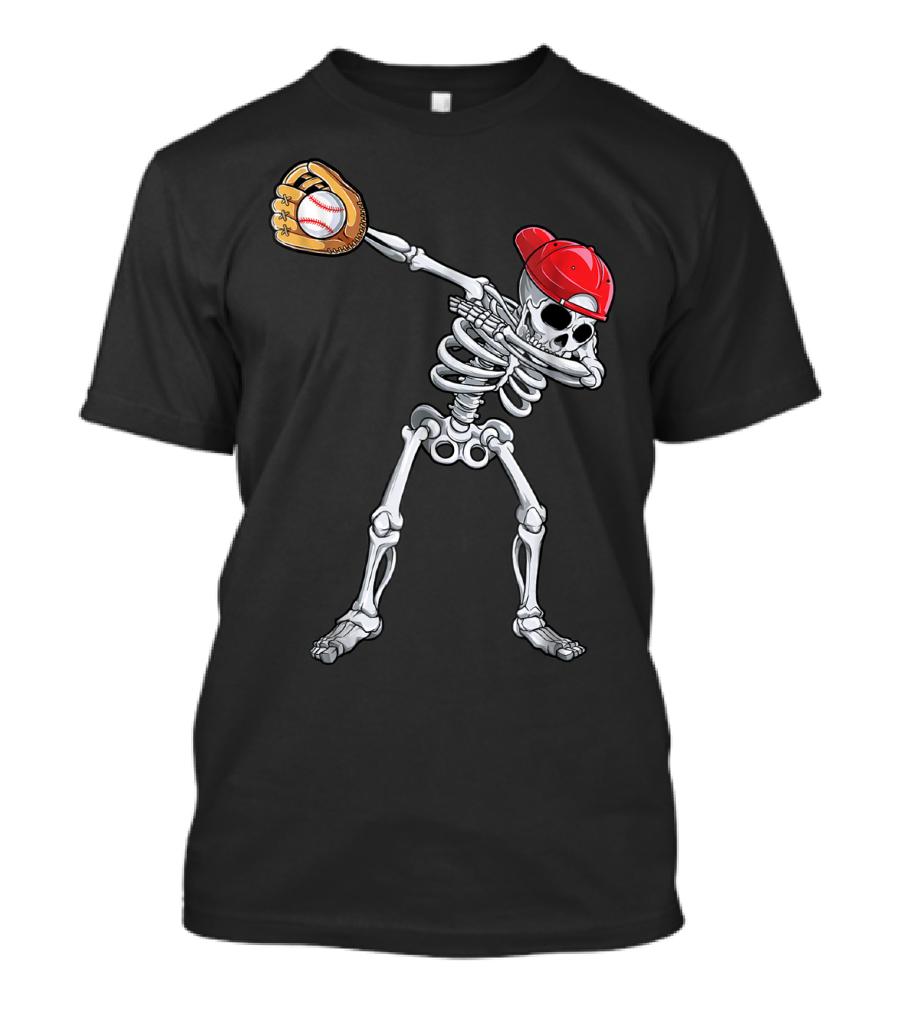 Dabbing Skeleton With Baseball Glove And Cap T-Shirt