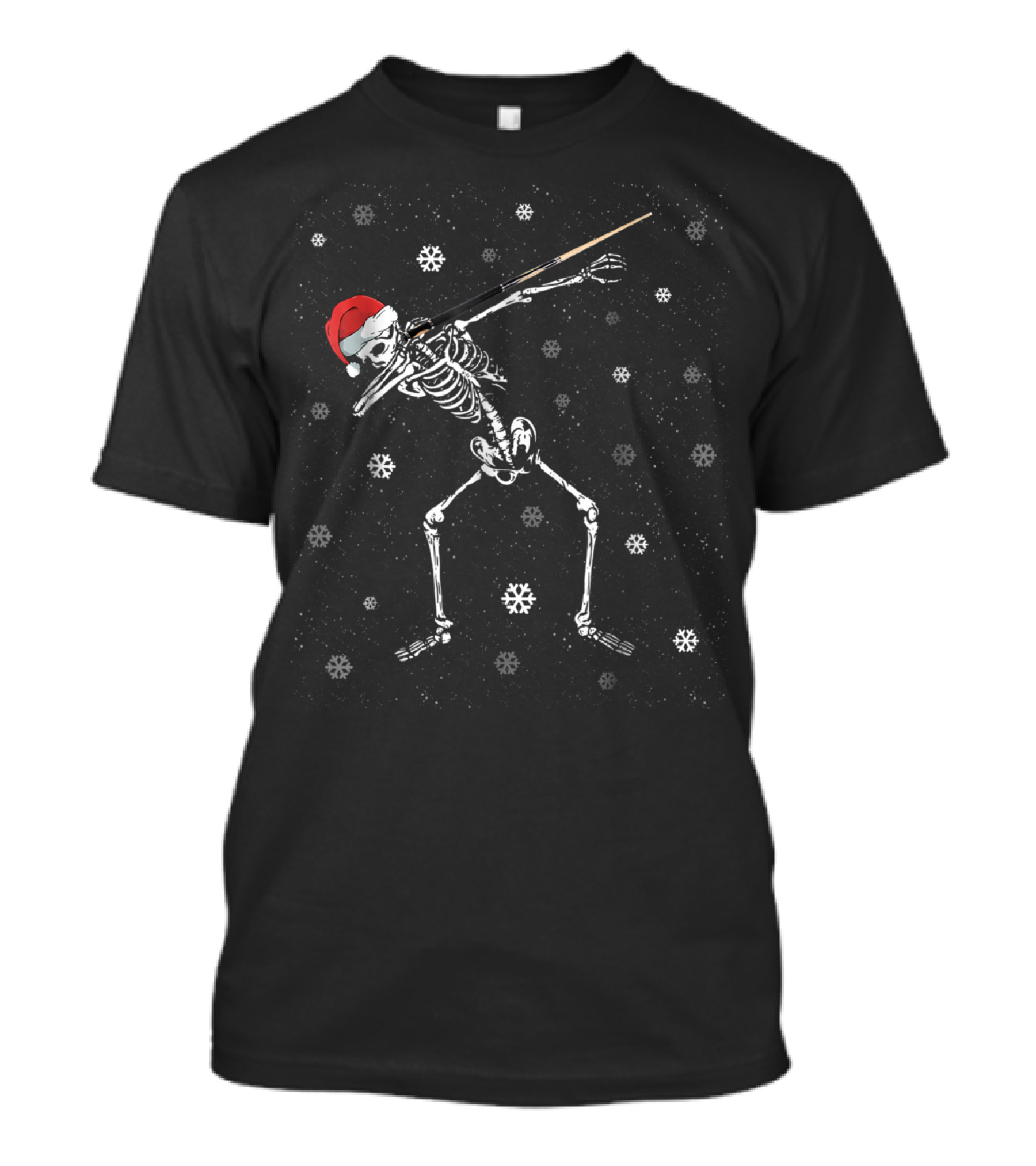 Santa Hat Dabbing Skeleton Billiards Snowflakes T-Shirt
