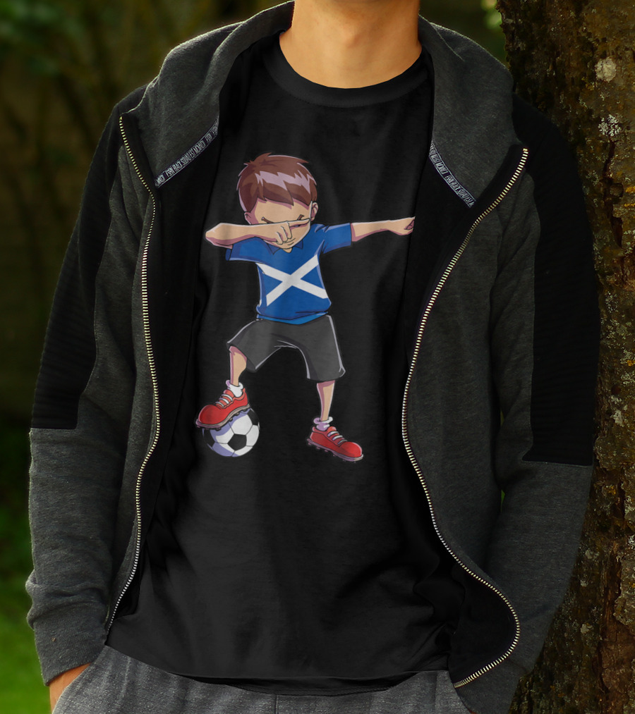 Dabbing Soccer Boys Scottish Flag Football Scotland T-Shirt