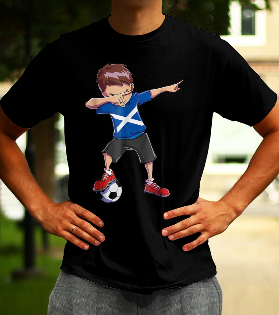 Dabbing Soccer Boys Scottish Flag Football Scotland T-Shirt