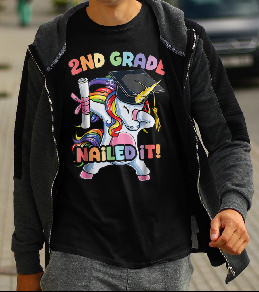 2nd Grade Nailed It Dabbing Unicorn Graduation T-Shirt