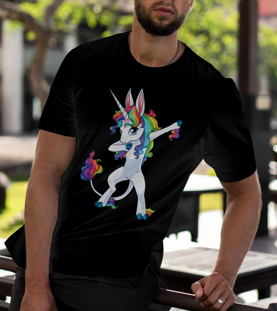 Dabbing Unicorn Party Squad Rainbow Dab T-Shirt