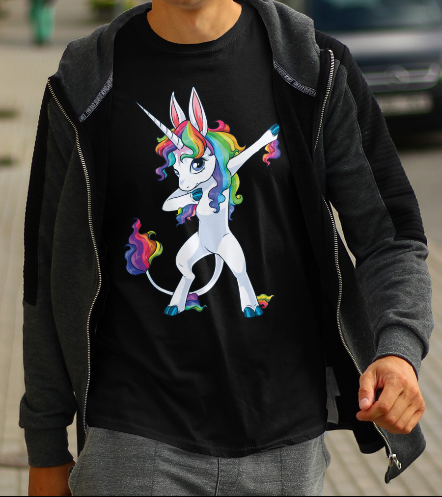 Dabbing Unicorn Party Squad Rainbow Dab T-Shirt