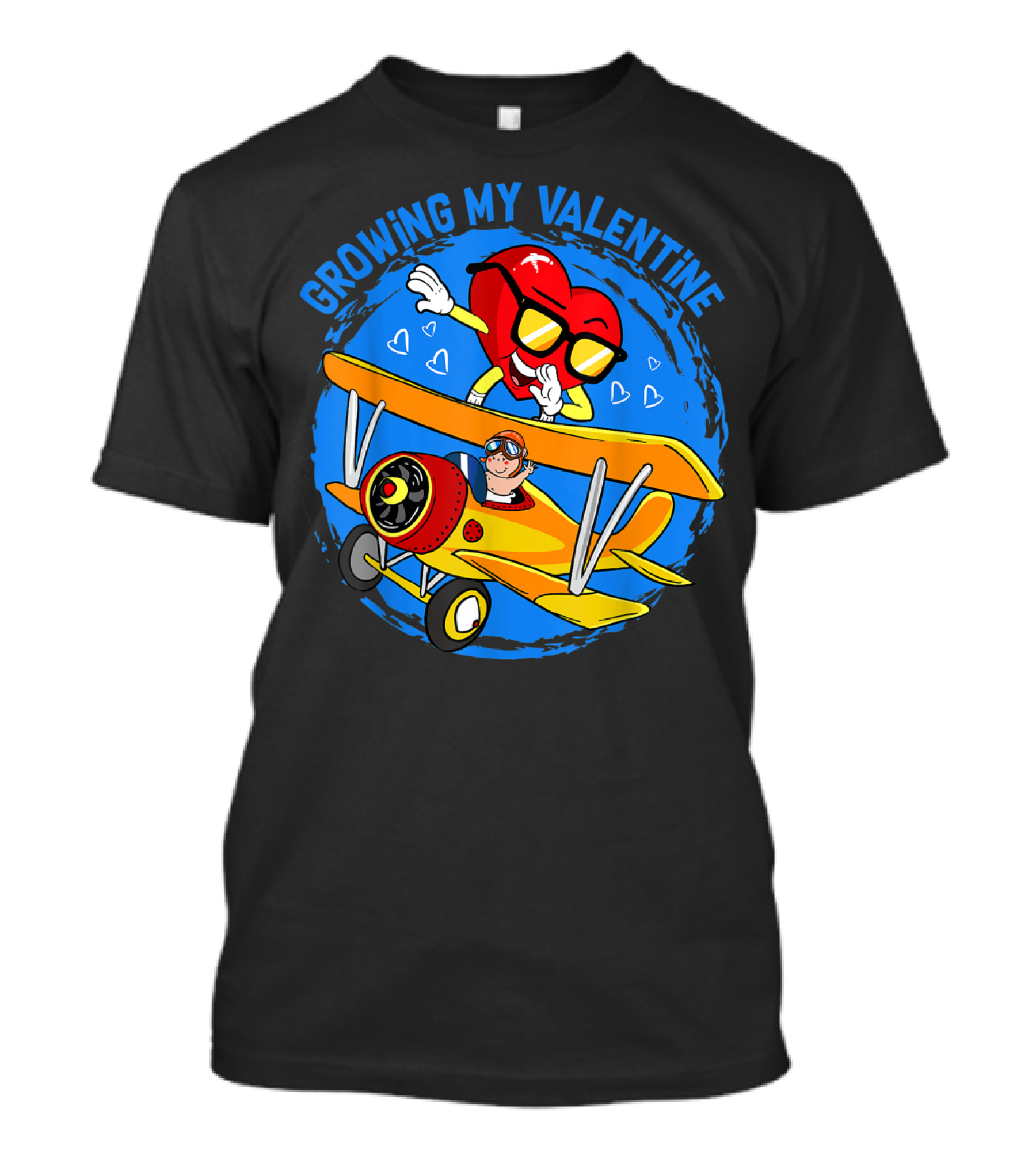 Growing My Valentine Heart Airplane Dabbing Valentine's T-Shirt