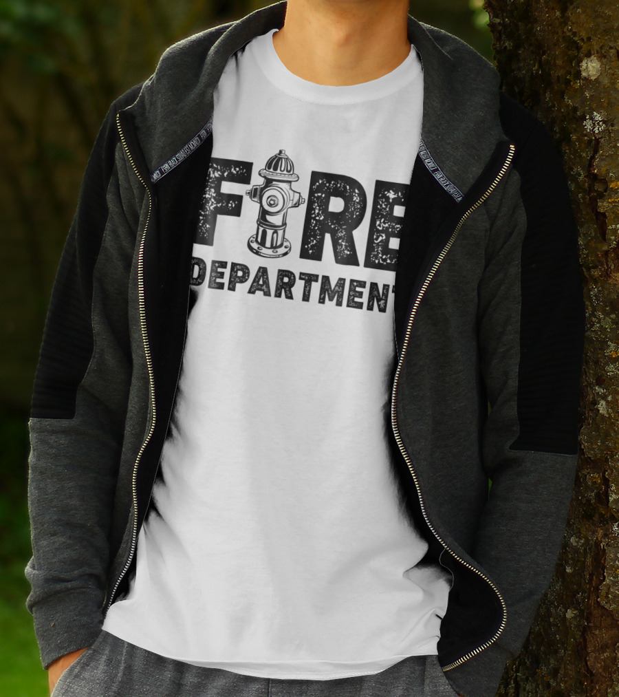 Fire Department Firefighter Thin Red Line Hydrant Typography T-Shirt