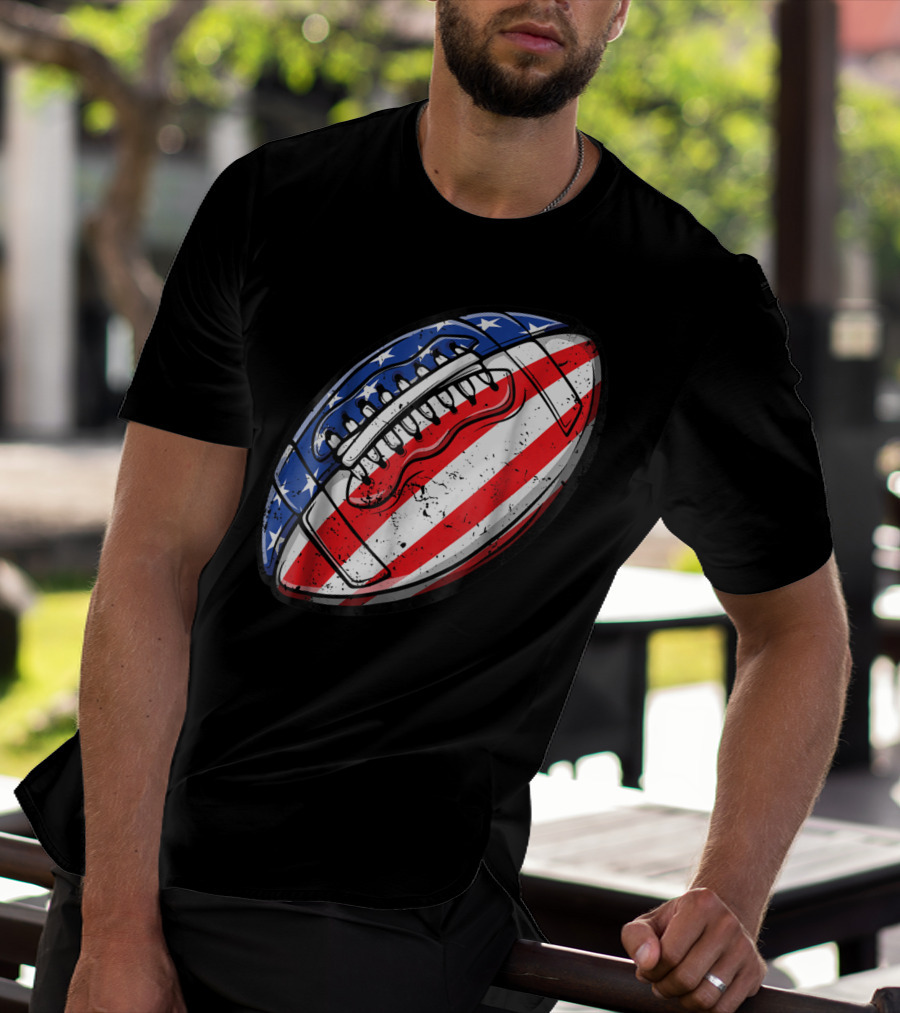 American Flag Football Fourth Of July T-Shirt