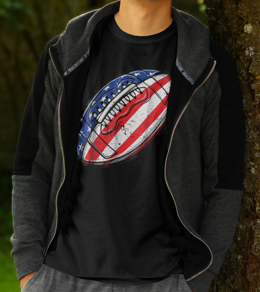 American Flag Football Fourth Of July T-Shirt