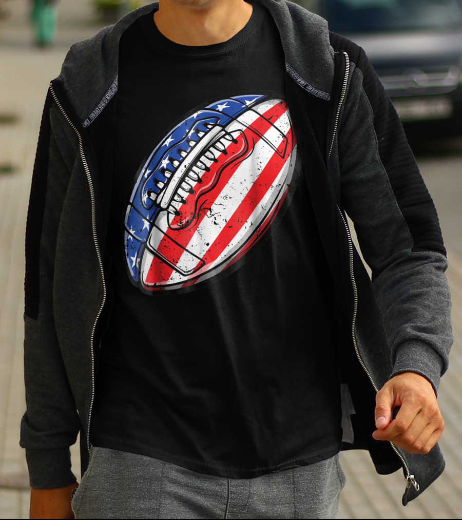 American Flag Football Fourth Of July T-Shirt