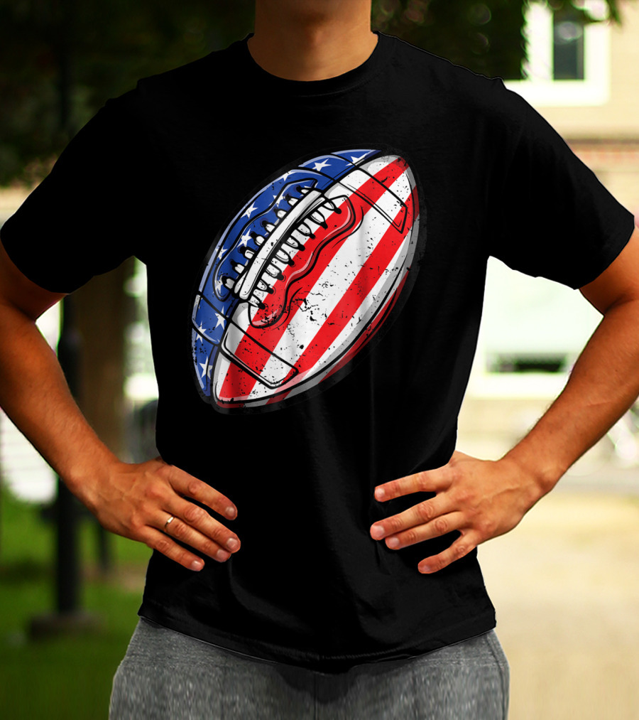American Flag Football Fourth Of July T-Shirt