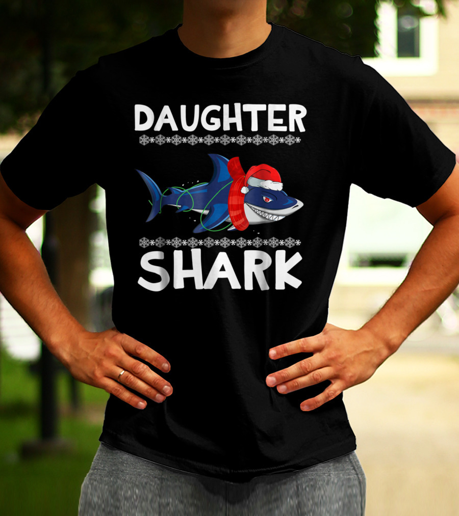 Daughter Shark Santa Hat Ugly Christmas T-Shirt