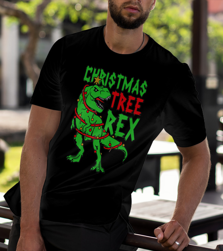 Christmas Tree Rex Dinosaur Boys T-Shirt