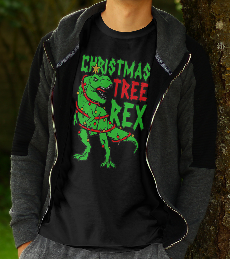 Christmas Tree Rex Dinosaur Boys T-Shirt