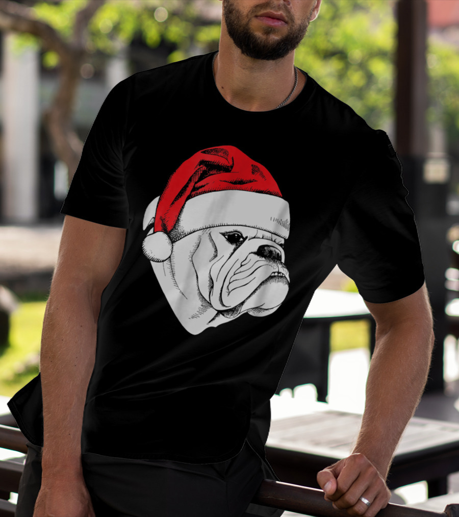 English Bulldog Santa Christmas T-Shirt