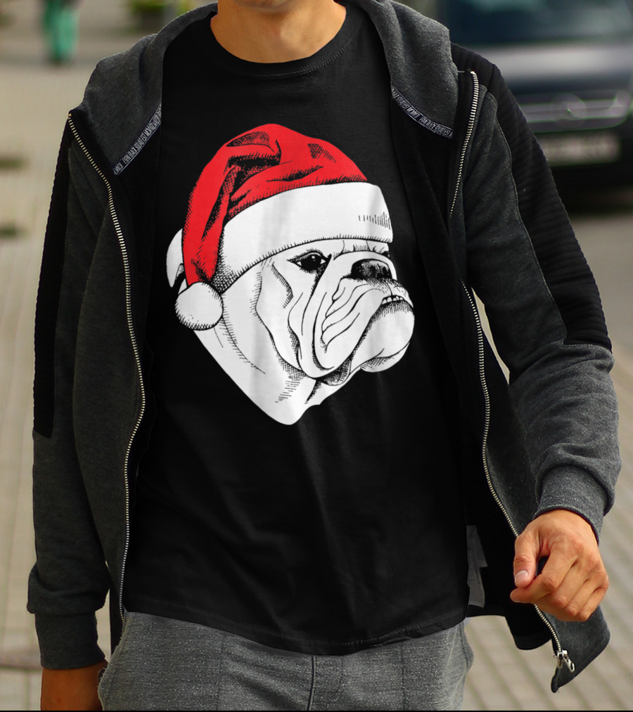 English Bulldog Santa Christmas T-Shirt