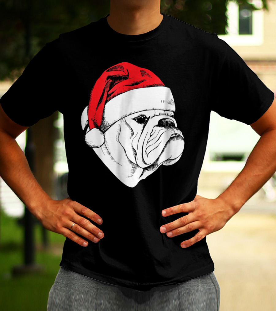 English Bulldog Santa Christmas T-Shirt