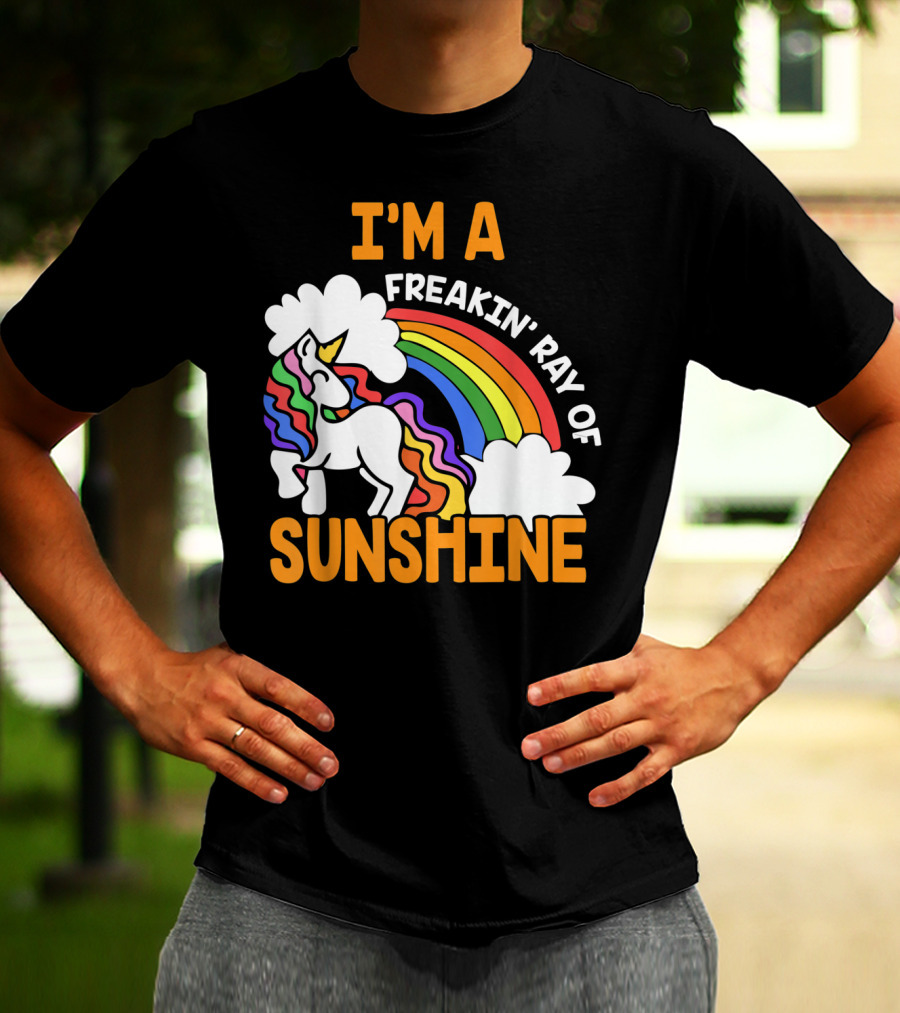 I'm A Freakin' Ray Of Sunshine Funny Rainbow Unicorn Vintage 1970's HY T-Shirt