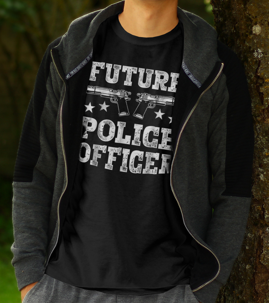 Future Police Officer Two Pistols Stars T-Shirt