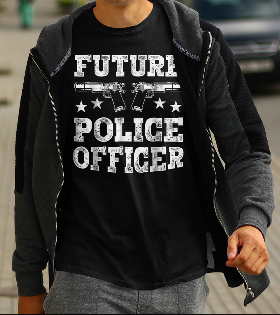 Future Police Officer Two Pistols Stars T-Shirt