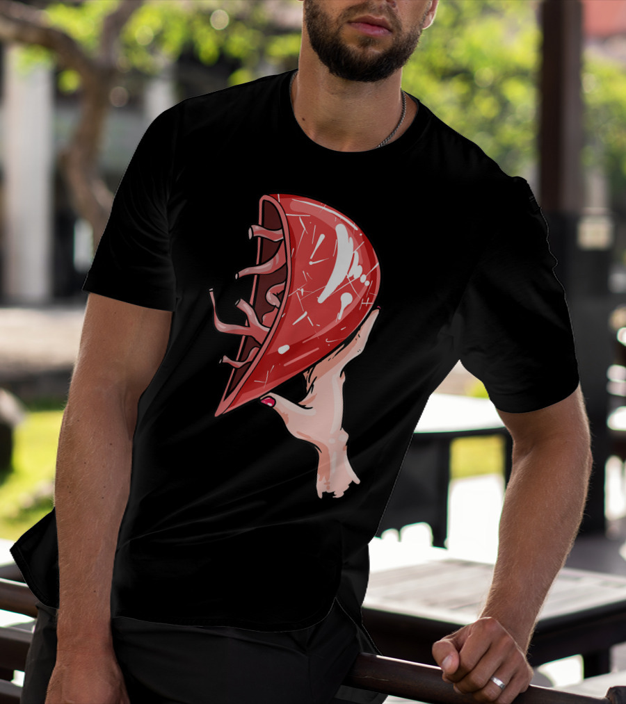 Hand Holding Semi-Open Anatomical Heart T-Shirt