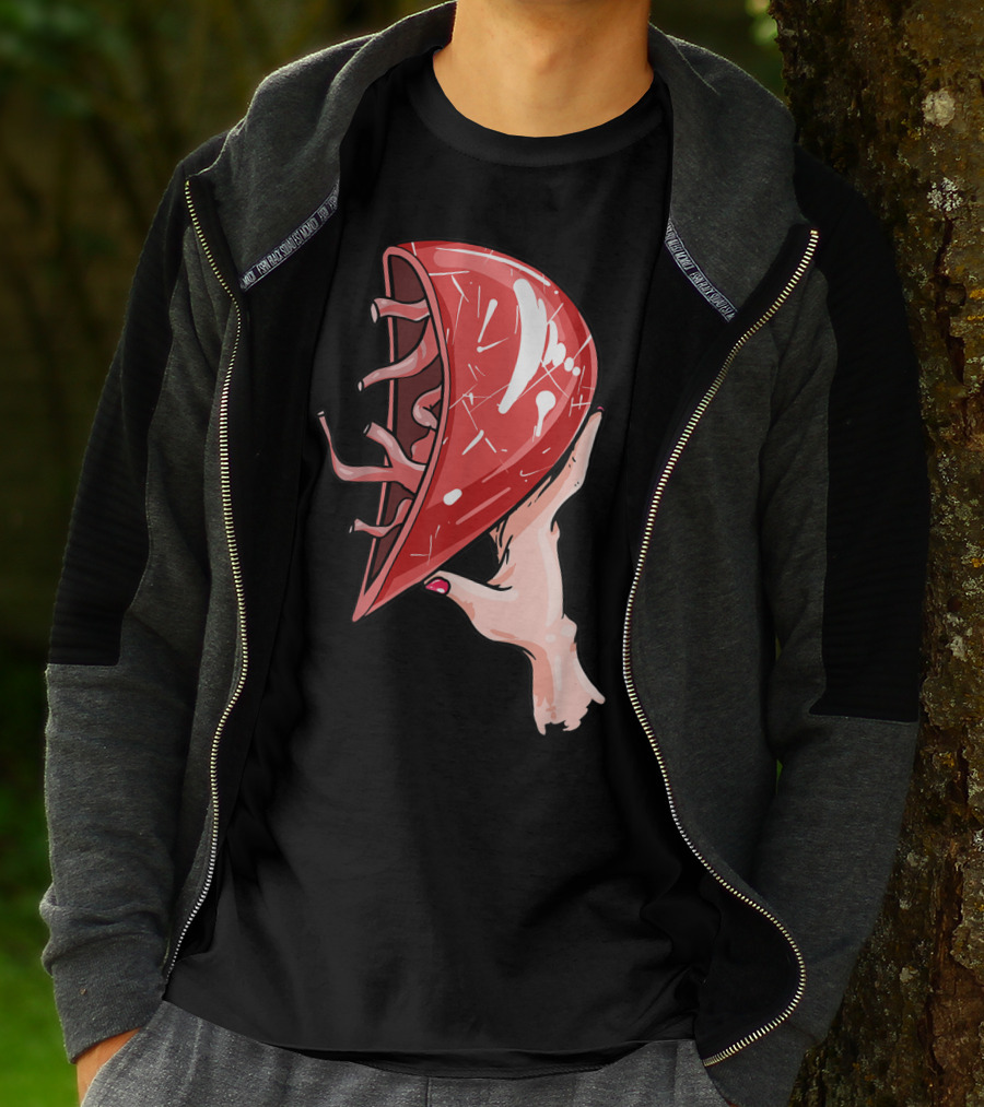 Hand Holding Semi-Open Anatomical Heart T-Shirt