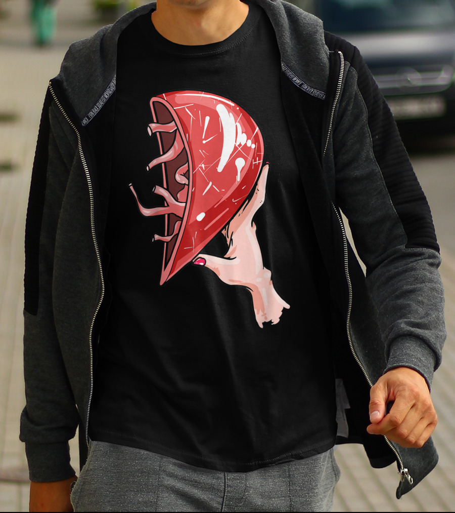 Hand Holding Semi-Open Anatomical Heart T-Shirt